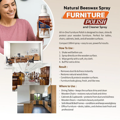 Natural Beeswax Spray Furniture Polish and Cleaner Spray