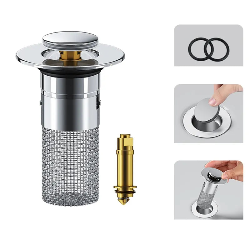 Sink Drain Strainer with Removable Stainless Steel Basket