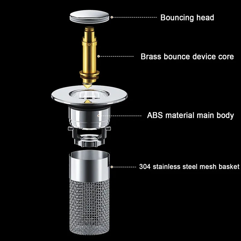 Sink Drain Strainer with Removable Stainless Steel Basket