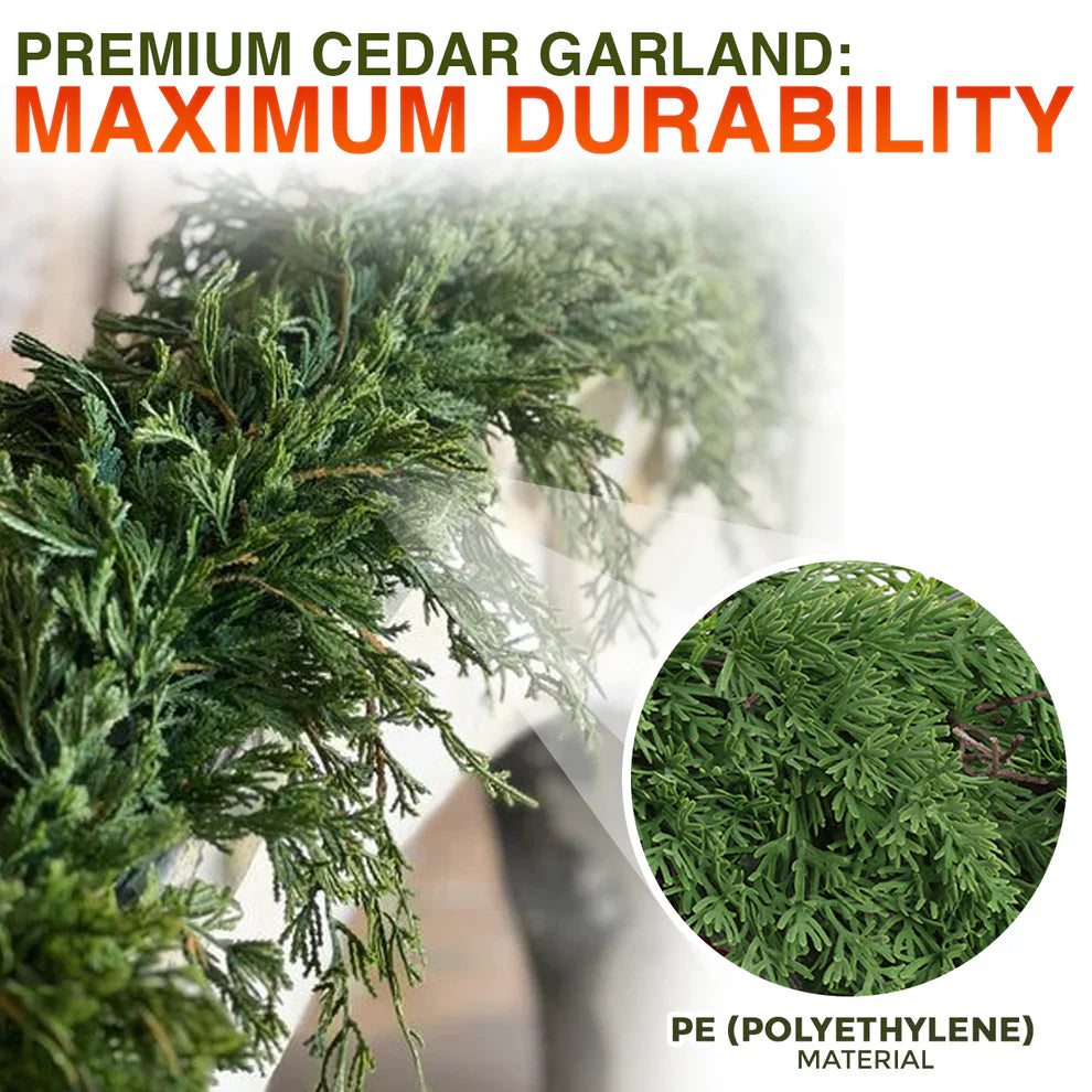 Artificial Cedar Garland🇺🇸Green Pine Garland for Table, Mantel, Wall – Perfect for Indoor & Outdoor Christmas Decorations