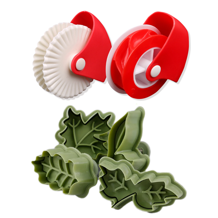 Pastry Wheel Roll and Decorating Plunger Set