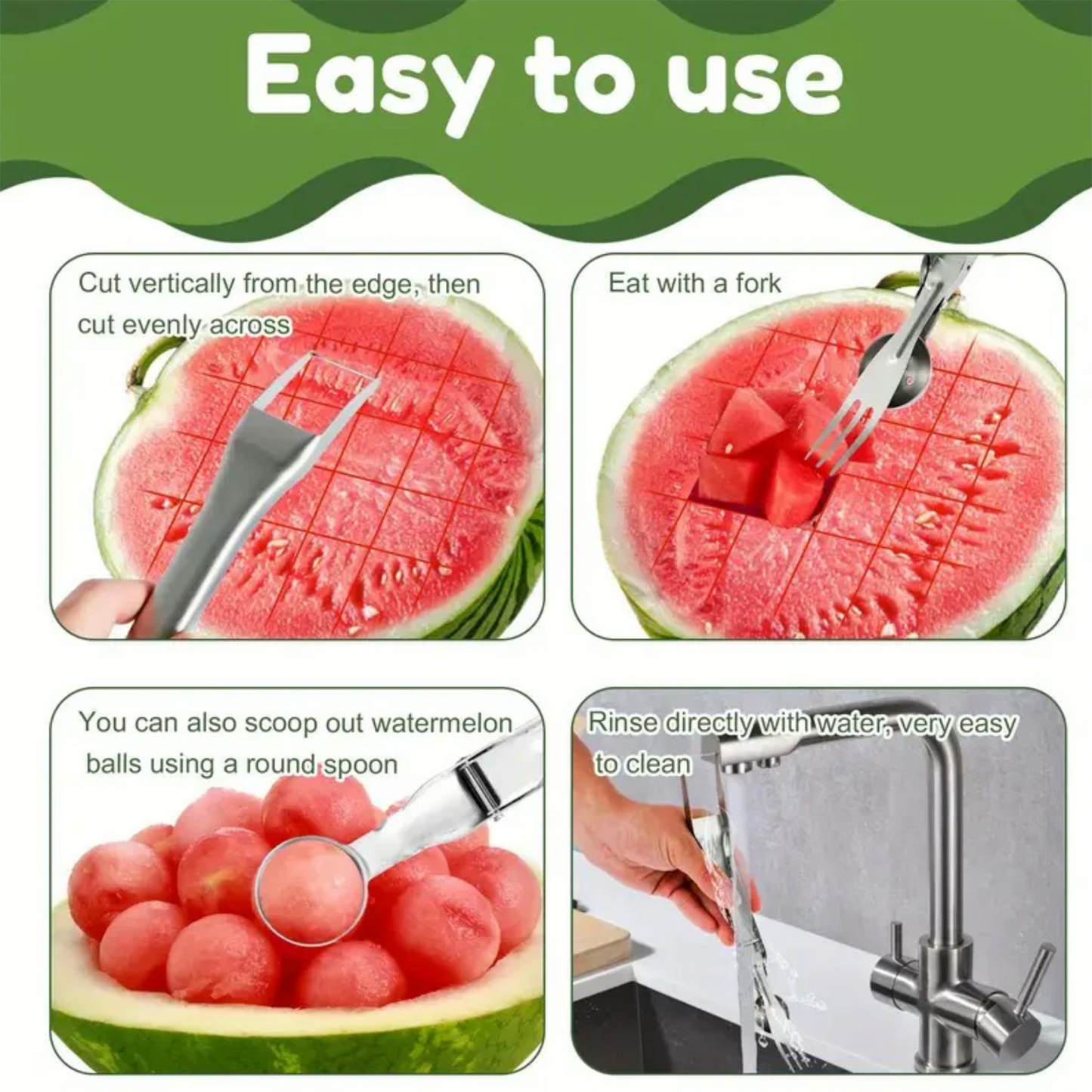 3-in-1 Stainless Steel Watermelon Cutter