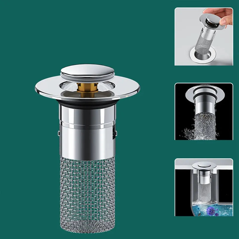 Sink Drain Strainer with Removable Stainless Steel Basket